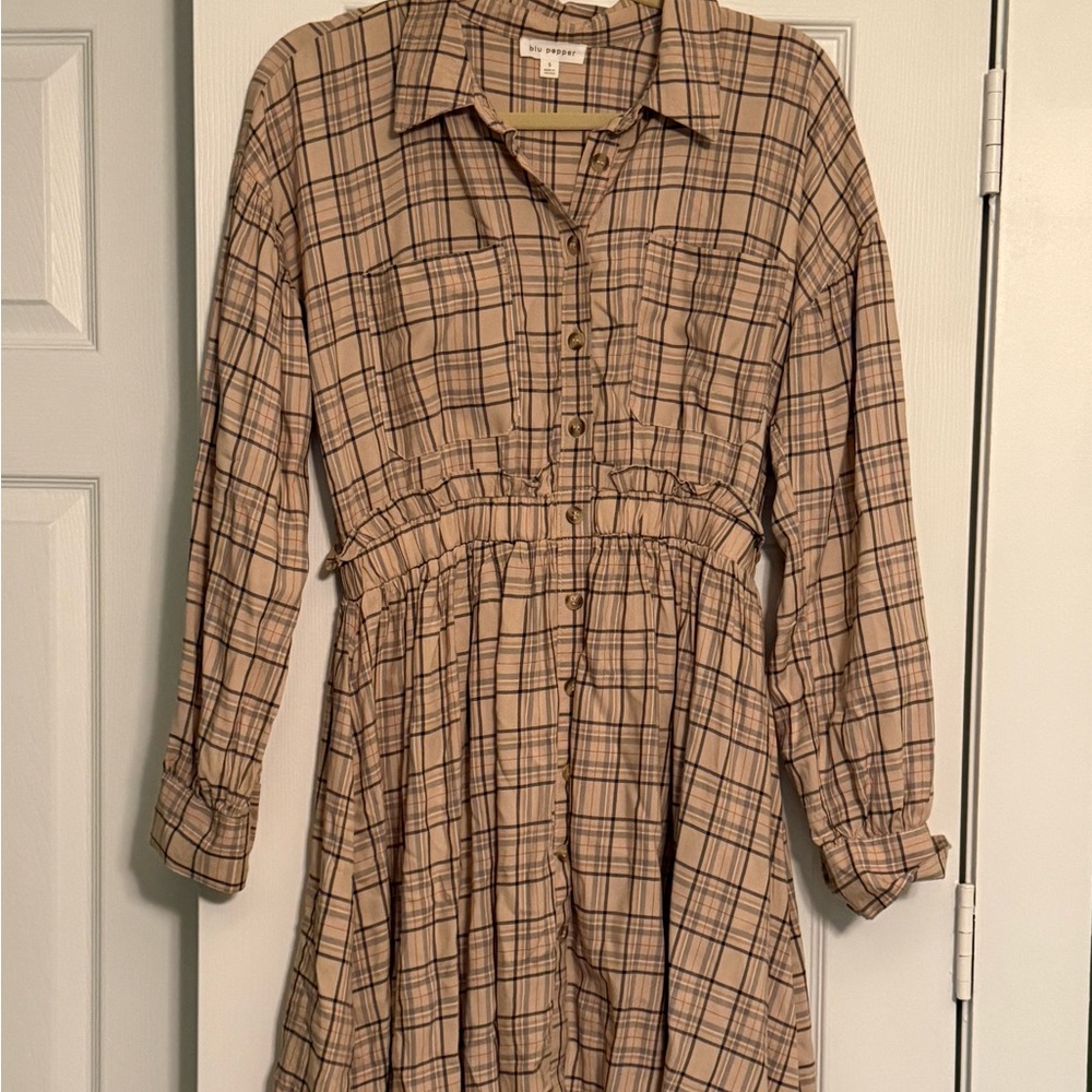 Plaid Button-Up Dress